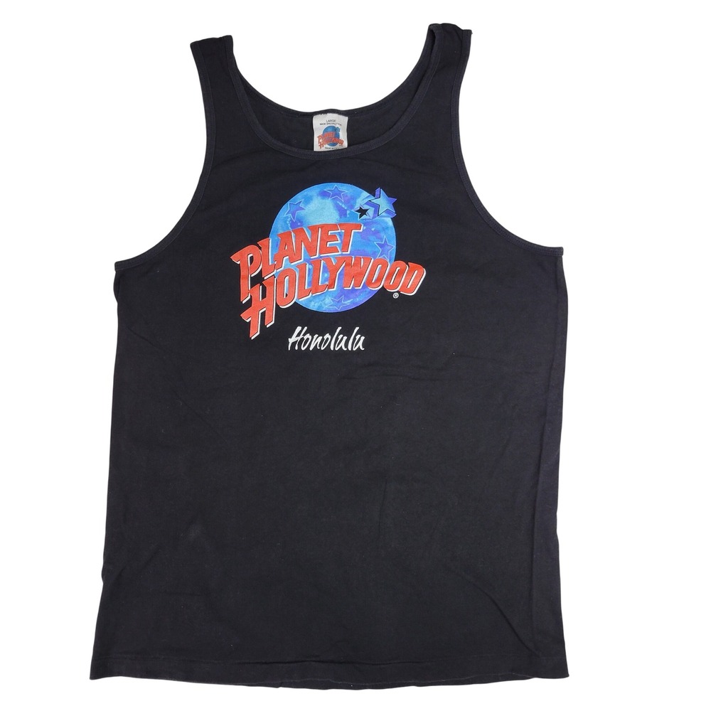 Vintage Planet Hollywood Honolulu Tank Top Mens‎ Large Black Graphic Made in USA
